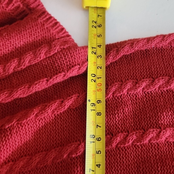 Style & Co Womens Sweater Size 3X Cable Knit Tunic Top Deep Red Shoet Sleeve - Picture 8 of 8